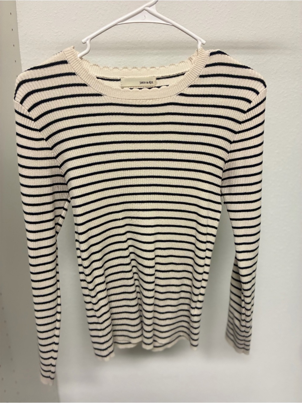 Soprano Cream & Black Striped Long-Sleeve Tee 🇫🇷 ❤️